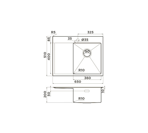 Кухонная мойка Omoikiri Akisame 65-R-GM 65x51 см вороненая сталь 4973098