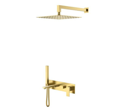 Смеситель для ванны встраиваемый Boheme Qubic 42x18.8x10 см золото матовое 474-MG