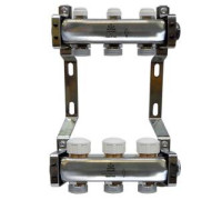 Коллекторный блок Gekon 1 x 3/4 3 выхода из нержавеющей стали с регулирующими клапанами GK 75103