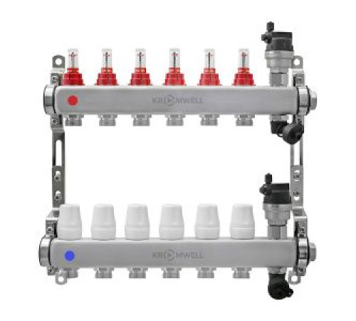 Блок коллекторный Kromwell 1 из нержавеющей стали с расходомерами 6 выходов 3/4 EK KW.SM6000665