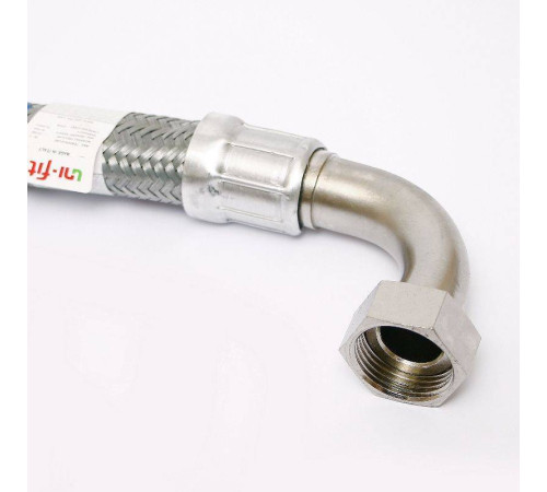 Гибкая подводка антивибрационная Uni-Fitt НВ 1 угловая 80 см DN 25 оцинкованная сталь 505S4408