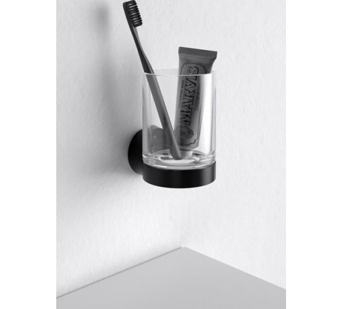 Держатель стакана со стаканом KEUCO Collection Reva чёрный матовый 12850 379000