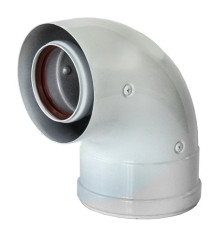 Отвод коаксиальный ZOTA 90° 60/100 мм 00-00002155