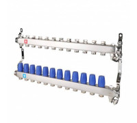 Коллекторная группа Hogert Premium 1 x 3/4 EK 12 выходов без расходомеров с дренажным краном и воздухоотводчиком HOGMS61206