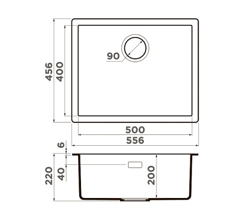 Кухонная мойка Omoikiri Yamakawa 55-U/I Artceramic 55,6x45,6 см canyon 4997033