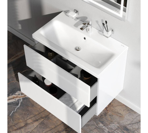 Тумба под раковину подвесная AM.PM Gem 75 см 2 ящика белый глянец M90FHX07522WG