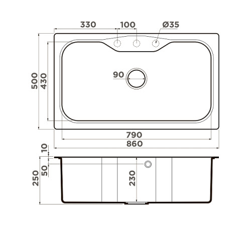 Кухонная мойка Omoikiri Maru 86-SA Tetogranit 86x50 см бежевый 4993140