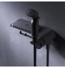 Смеситель с гигиеническим душем и полкой встраиваемый AM.PM Func матовый черный F0H8F922