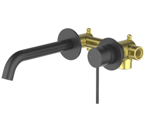 Смеситель для раковины настенный на 2 отверстия Timo Saona черный 2372/03SM