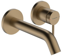 Смеситель для раковины hansgrohe Tecturis S настенный внешняя часть шлифованная бронза 73350140