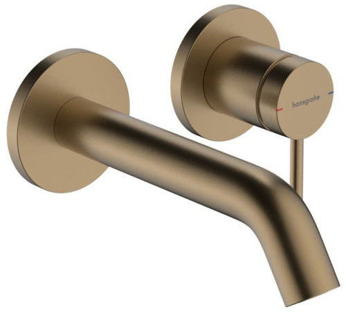 Смеситель для раковины hansgrohe Tecturis S настенный внешняя часть шлифованная бронза 73350140