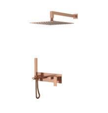Душевой комплект встраиваемый Boheme Qubic со смесителем и изливом copper brushed 474-CB
