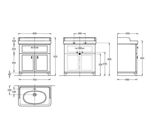 Тумба напольная Kerama Marazzi Pompei 80 см с ящиком и дверцами белый глянцевый PO.M.80.1\WHT