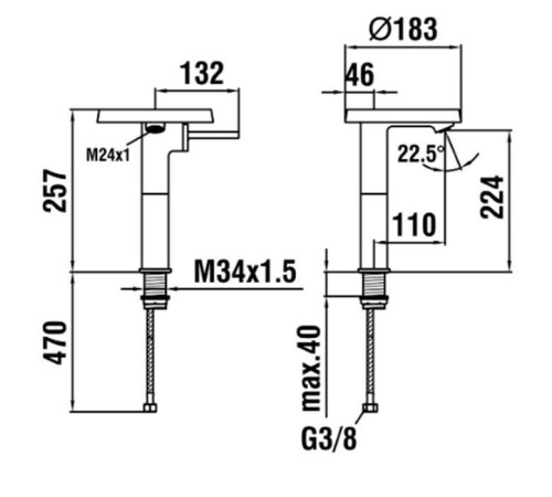 Смеситель для раковины Laufen Kartell высокий 1 отверстие без донного клапана хром 3.1133.8.004.110.1