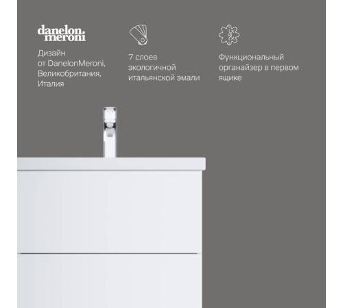 Тумба под раковину подвесная AM.PM Gem 60 см 2 ящика белый глянец M90FHX06022WG