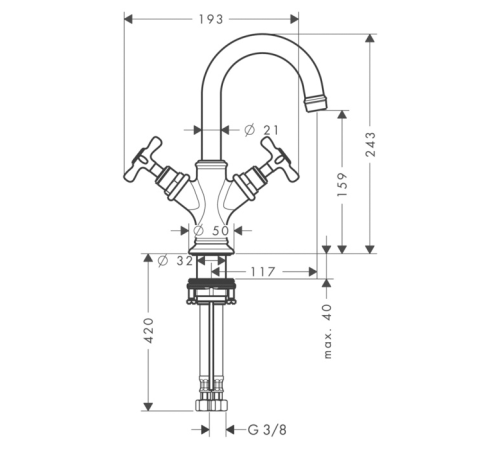 Смеситель для раковины Axor Montreux 160 с донным клапаном никель 16505820