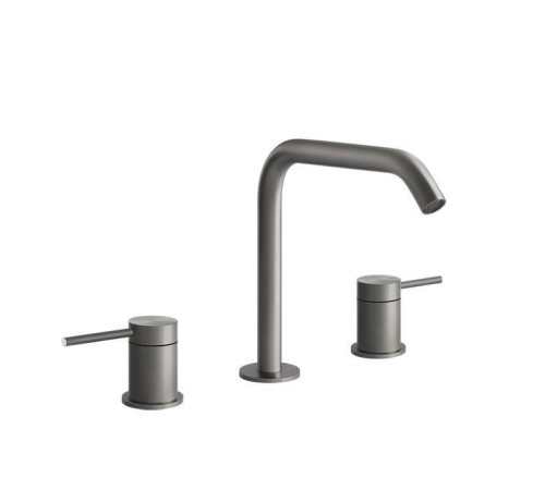 Смеситель для раковины Gessi Flessa на 3 отверстия без донного клапана шлифованная сталь 54012#239