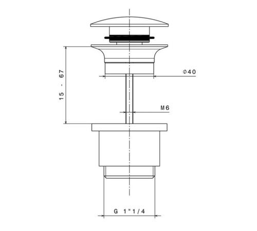 Донный клапан нажимной Newform X-STEEL 316 Stop&Go для раковин 15-67 мм PVD Brushed gun metal 24686.59.064