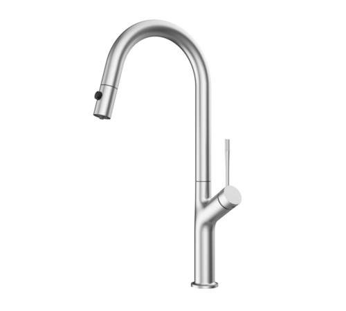 Смеситель для кухни AQUAme Cucina с выдвижным U-изливом и фильтром никель AQM9905BN