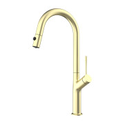 Смеситель для кухни AQUAme Cucina с выдвижным U-изливом и фильтром золото AQM9905BG