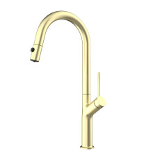 Смеситель для кухни AQUAme Cucina с выдвижным U-изливом и фильтром золото AQM9905BG