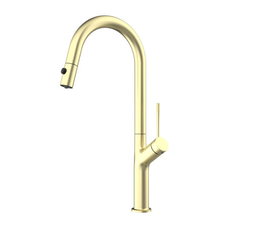 Смеситель для кухни AQUAme Cucina с выдвижным U-изливом и фильтром золото AQM9905BG