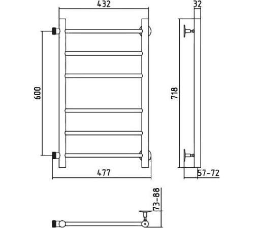 Полотенцесушитель водяной Стилье Версия-Б 40x60 см без покрытия 00610-6040