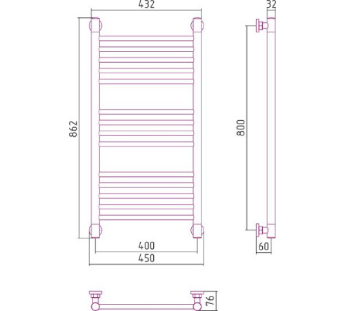 Полотенцесушитель водяной Сунержа Богема+ 400x800 мм без покрытия 00-0220-8040