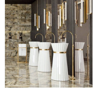 Раковина напольная Oasis Plisse 44х95 см без отверстия с донным клапаном и сифоном золото/белый 0PI440CEOR