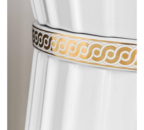 Раковина напольная Oasis Plisse 44х95 см без отверстия с донным клапаном и сифоном золото/белый 0PI440CEOR