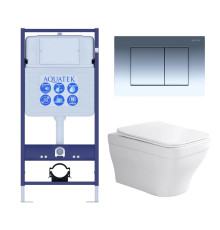 Комплект инсталляции 4 в 1 AQUATEK АМАДЕО (рама INS-0000012, кнопка KDI-0000010, унитаз AQ1163-00) АМАДЕО-010