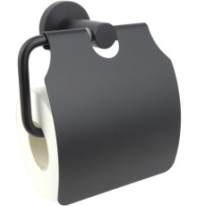 Бумагодержатель с крышкой Aquanet ВЕГА матовый черный AQ4009MB