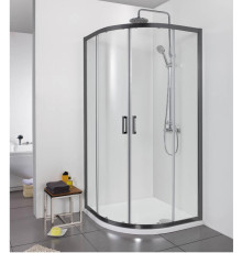 Душевой уголок Aquanet Aria 1/4 круга 800x800x2000 мм черный прозрачное стекло AQ ARI RO 08020BL