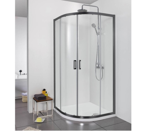 Душевой уголок Aquanet Aria 1/4 круга 800x800x2000 мм черный прозрачное стекло AQ ARI RO 08020BL