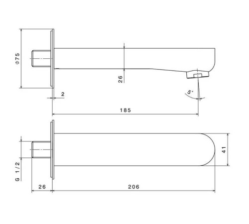 Излив для ванны Kerama Marazzi Ole настенный хром 69487KM.21.018