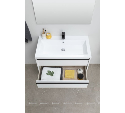Тумба с раковиной Aquanet Lino 90 белый матовый 00271949