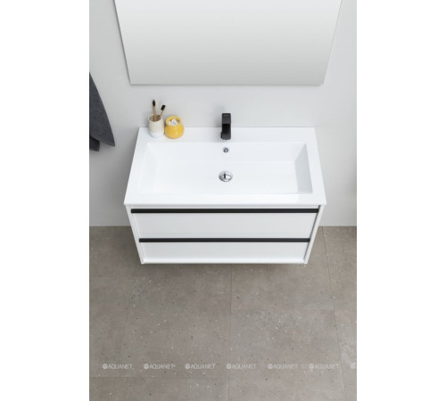 Тумба с раковиной Aquanet Lino 90 белый матовый 00271949