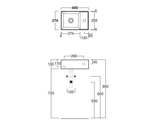 Раковина Simas Agile 40х27 см 1 отверстие белая AG40 bi