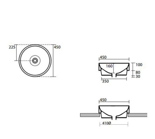 Раковина накладная Kerasan Cento 45 см без отверстия Nocciola 355781