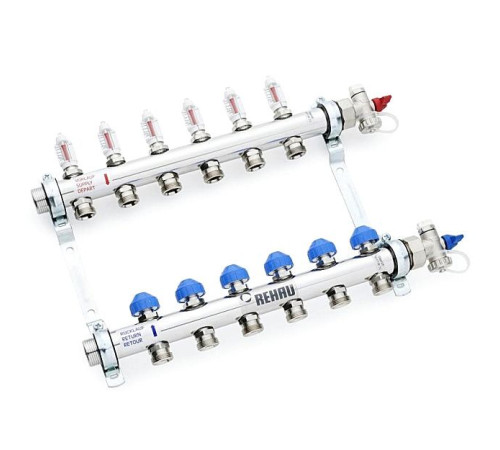 Распределительный коллектор REHAU HKV-D 12 контуров нержавеющая сталь 12081211002