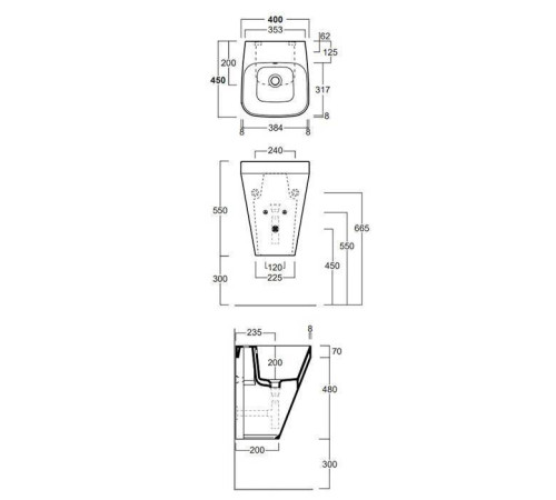 Раковина SIMAS Baden Baden 40х45х55 см белая F85/BB13bi