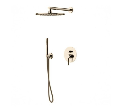 Душевой комплект Gattoni Circle Two встраиваемый с Gbox верхний душ 250 мм никель 9190/PDNS