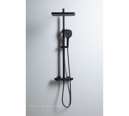 Душевая система Allen Brau INFINITY 3.0 излив-водопад верхний душ 305x205 мм черный матовый 5.21030-31