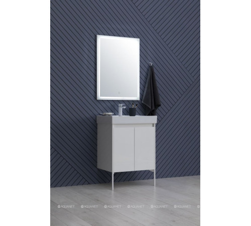 Тумба с раковиной Aquanet Nova Lite 60 2 двери белый глянец 00302523
