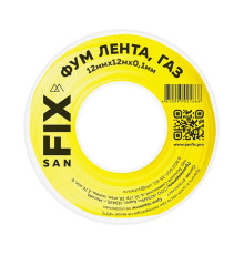 Лента ФУМ для газа SANFIX 12 мм х 0,1 мм х 12 м 0,7 г/см3 41220
