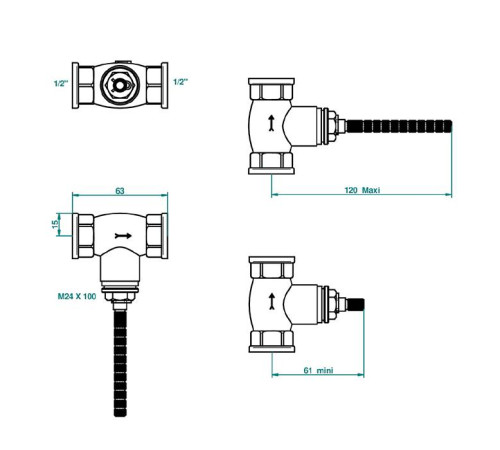 Встраиваемая часть вентиля 1/2 THG для холодной воды закрытие влево золото G00-A00-30/CA