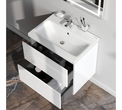 Тумба под раковину подвесная AM.PM Gem 60 см 2 ящика белый глянец M90FHX06022WG