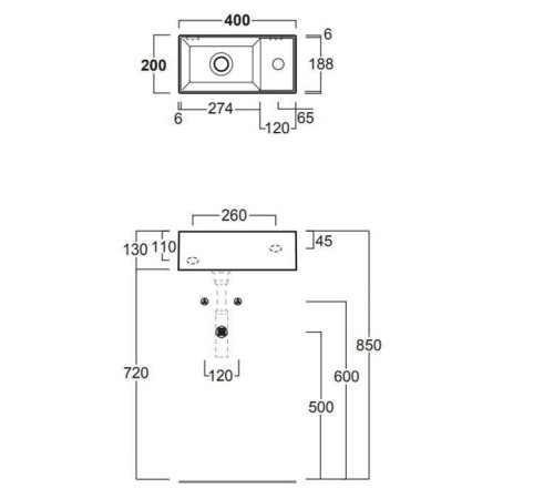 Раковина подвесная Simas Agile 40х20 см 1 отверстие белая AG20 bi