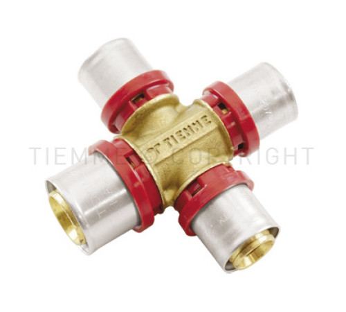 Крестовина пресс-фитинг латунная Tiemme 20х16х20х16 мм 1650307