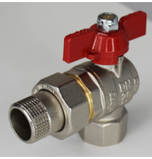 Кран шаровой ELSEN полнопроходной угловой 1/2 НВ ручка-бабочка с американкой EV12.5201